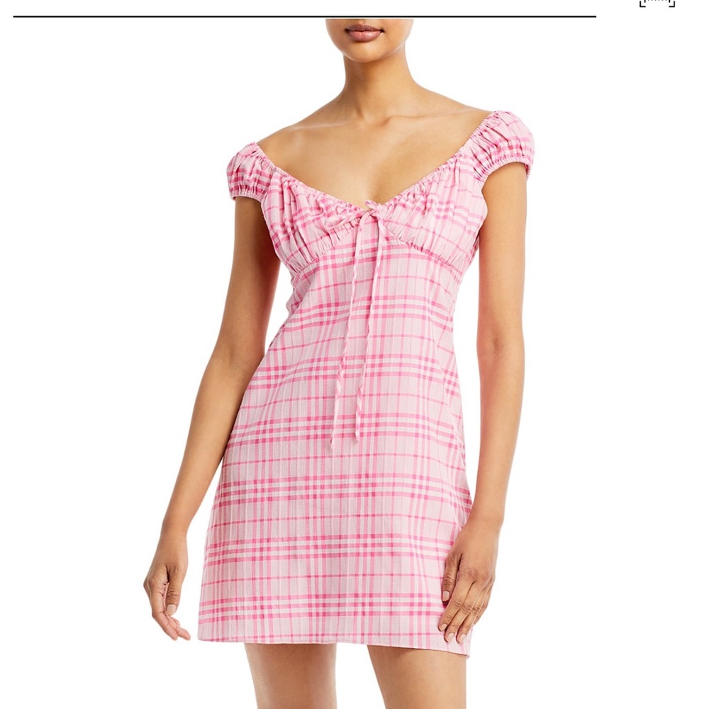 WAYF Pink plaid dress XS
